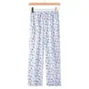 Tejido de Primavera para Mujer Primavera y Verano Apropiación Pantalones para Mediana Edad y Mayores Pantalones Estampados Mamá Pantalones Casuales para el Hogar de Abuela Mujer