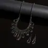 Colar Redondo com Franjas Cravejado de Diamantes Europeu e Americano, Corrente de Clavícula Fashion e Simples, Luxo Leve, Colar de Alta Qualidade e Versátil para Atacado
