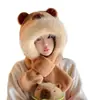 Inverno Novo Chapéu e Cachecol de Capivara Urso Conjunto de Peça Única Duas Peças Feminino Vento Prova Forrado com Fleece Quente Chapéu de Pelúcia