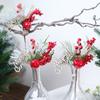 Navidad Rojo Bayas Ramo Corona Decoración Accesorios Nieve Cayendo Hojas de Pino Ramas Cortas Bayas