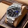 Reloj automático auténtico para hombre, versión coreana de alta gama, simple, luminoso, impermeable, con calendario, reloj de pulsera para hombre, al por mayor