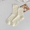 Calcetines Blancos Empacados Individualmente Calcetines de Verano para Mujer de Media Pantorrilla Malla Fina Absorbentes del Sudor Estilo Japonés Calcetines de Encaje Calcetas Lolita de Felpa