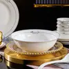 Conjunto de Louça de Cerâmica Jingdezhen Combinação Doméstica Conjunto de Pratos e Tigelas de Cerâmica de Porcelana Óssea Presente Simples Novo Chinoiserie