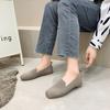 Mocassins Femininos Flyknit de Tamanho Grande 2023 Novo Bico Quadrado Cor Sólida Planos Casuais para Comércio Transfronteiriço