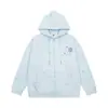 Jaqueta com Capuz Estilo Retrô Americano Estampa Completa de Gato com Orelhas de Floco de Neve para Mulheres, Novo Cardigã Casual Soltinho de Casal