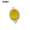 WT-C336 Conector de Colgante con Gema de Color Ovalada Incrustada de Circonita Accesorios para Pendientes de Niña Collares