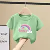 Ropa de Verano de Manga Corta para Niñas de Algodón Puro 2026 Nuevo Estilo Coreano Holgado Camiseta de Manga Media para Niña Ropa Infantil Camiseta Verano