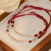 Pulsera Nueva de Bambú para Examen de Admisión de Posgrado para Mujeres Benmingnian Nicho Lujo Ligero Diseño de Ónix Rojo Cuerda de Mano Hecha a Mano Amuletos