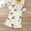 Pijamas coreanos para niños Camisetas de manga corta de verano delgadas para niña Pijama de bebé lindo de dibujos animados para niños medianos Ropa para el hogar para niños Ropa exterior