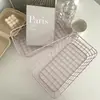 Cesta de armazenamento para mesa de escritório, cor rosa ferro, cesta organizadora para dormitório estudantil, cesta de armazenamento simples e artística