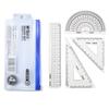 Juego de Reglas Morning&Light Arl96042 Set para Estudiantes con Regla Recta Ondulada, Escuadra, Regla Transparente, Juego de Aleación de Aluminio, Juego de Cuatro Piezas