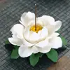 Flor de Peônia de Cerâmica Artesanal com Folhas, Incensário Estilo Zen, Pequena Peça Decorativa, Queimador de Incenso para Uso Interno em Casa, Bandeja para Incenso