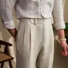 Nuevos Pantalones Casuales Rectos de Cintura Media-Alta para Hombre Verano 2024 Pantalones Versátiles Retro Británico