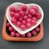 Pedra de grão vermelho gelo calcedônia contas soltas pedra rosa contas redondas semi-acabado feito à mão diy pulseira colar joias de cristal