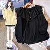 Blusa Redonda con Volantes Franceses Talla Plus para Mujer, Nuevo Estilo Primavera y Otoño, Rejuvenecedora, Adelgazante, Hombros Descubiertos para Chicas con Curvas
