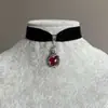 Amazon Exportación Transfronteriza Nuevo Original Collar de Terciopelo con Gema Roja Joyería Gótico Venta Directa del Fabricante Gama Alta
