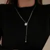 Collar largo de perlas dibujables 2023 nueva cadena simple elegante para suéter