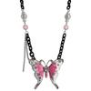Collar de Cadena Negra de Mariposa Rosa Exagerada Europea y Americana Diseño Nicho Femenino Subcultura Hip Hop Cadena Picante y2k