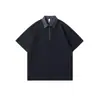 Camisa tipo polo para hombre Xintang con cremallera, manga corta, marca retro japonesa de moda, camiseta de manga tres cuartos, tratamiento antiarrugas