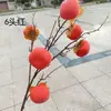 9 Bayas Artificiales de Caqui Espuma Caqui Ruyi Adornos de Decoración para el Hogar Planta Fruta de Caqui Falsa Venta al por Mayor
