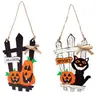 Decoraciones de Madera para Halloween Transfronterizas Gato Negro Señal para Valla o Puerta Calabaza de Halloween Colgante Colgante de Fiesta Decoración Colgante