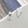 1 novo pingente de sino de floco de neve da série de Natal de simulação de liga de prata antiga, acessórios de joias DIY