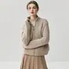 Cárdigan de Punto Jacquard de Cachemira Cárdigan de Felpa Cremallera Corta Resistente Otoño Invierno Mujer Holgado Ke Xin Bai Doble Color