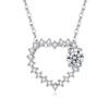 Colar de prata s925 com moissanita, pingente moderno de coração pêssego cravejado com diamante artificial, corrente de clavícula em forma de coração, presente feminino para o Dia dos Namorados