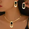 Conjunto de Joyería Popular de Moda Transfronteriza Europea y Americana, Collar Oval Geométrico y Pendientes para Mujer, Accesorios de Colgante de Lujo Ligero de Alta Gama