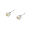 Brincos Stud Geométricos Redondos em Prata de Lei S999 para Mulheres com Zircônia Colorida, Pequenos Brincos para Piercing Frescos e de Luxo Leve, Estilo de Verão Moderno e Versátil