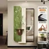 Espejo de Vestir para Recibidor de Empujar y Tirar Estilo Medieval Plantas Verdes Hidropónicas Espejo de Cuerpo Entero Oculto Espejo Decorativo para Dormitorio Pintura