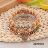 Set de Pulseras de Estilo Étnico Bohemio Transfronterizo con Cuentas de Madera y Colgantes de Hojas, Joyería de Moda para Fiestas, Ventas Directas de Fábrica