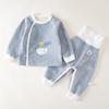 Bebê terno quente primavera e outono forrado de lã roupas recém-nascidas roupa interior do bebê desossado cintura alta barriga protegendo split outono e inverno