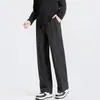 Pantalones de traje vintage elegantes con forro polar, corte americano para hombre, tendencia de primavera, alta calle, holgados, de pierna ancha, casuales