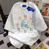 Camiseta de algodão puro de peso pesado, nicho divertido com desenho animado, manga curta, para homens e mulheres, verão, caimento solto, estilo Harajuku, gola redonda, top de casal, moderno