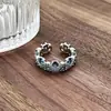 Anillo Abierto Azul Marino de Zirconia Dulce y Lujoso Super Brillante Estilo Ins Nicho de Gama Alta Apilable Anillo Tesoro Multicolor para Mujeres