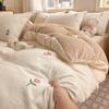 Conjunto de Quatro Peças de Cama de Veludo Leiteiro Cobertor de Veludo Coral de Flanela Novo Outono e Inverno 2025 Espessado Quente Lençóis de Cama Conjunto de Três Peças