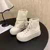Botines gruesos plegables retro para mujer, nuevo modelo otoño 2026, que aumentan la altura, versátiles con faldas, zapatillas de lona de caña alta