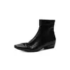 Botines Chelsea de Piel de Oveja de Alta Calidad para el Trabajo Otoño/Invierno 2026 Tacón Bajo Grueso Punta Cuadrada Botines de Piel Genuina para Mujer, Tallas 40-42