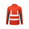 Camisa tipo polo reflectante de manga larga, transpirable de secado rápido para verano, ropa de trabajo, ropa de seguridad para obras de construcción, ropa de protección laboral reflectante de alta visibilidad