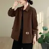 Foto real de abrigo corto nuevo para mujer de primavera y otoño, camisa de manga larga, cárdigan, chaqueta de trabajo, top elegante, ropa de mujer