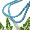 Colar Brincos de Contas Redondas Turquesa Imitação Magnésita Natural Acessórios de Joias Estilo Xizang Turquesa Nepal