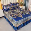 Esterilla de Verano, Esterilla de Seda de Hielo, Faldón de Cama, Juego de Tres Piezas, Esterilla Doble para el Hogar, Esterilla Lavable a Máquina para el Verano con Aire Acondicionado, Esterilla Suave, Cubre Cama
