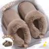 Botas de nieve de suela gruesa pantuflas de algodón para mujer otoño e invierno 2026 nuevo estilo interior hogar cálidas de caña alta pantuflas de algodón con felpa