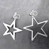 Pendientes de Estrella Hueca de Moda, Pendientes de Estrella Grande de Cinco Puntas, Pendientes con Colgante Hueco de Temperamento de Moda, Clip Invisible para Oreja de Resina