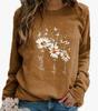 Moletom Feminino Casual Solto de Manga Longa com Estampa Floral 3D Europeu e Americano Cross-border
