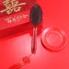 Peine de Boda Acompañante de Boda Peine Rojo para el Cabello Set de Peine Rodillo con Cojín de Aire Masajeador Peine de Bolsa de Aire para Boda Set con Espejo