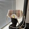 Costura francesa nicho axilas bolsa popular xadrez simples retro all-match portátil ombro crossbody pequeno quadrado bolsa