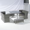 Atacado de fábrica conjunto de mesa e cadeira de vime para varanda externa, conjunto de sofá para terraço externo e pátio