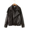 Exportación Transfronteriza Ropa de Mujer Otoño 2025 Estilo Europeo y Americano Solapa Bolsillo con Solapa Pantalones Chaqueta de Motocicleta Decorativa de PU Chaqueta para Mujer D79812